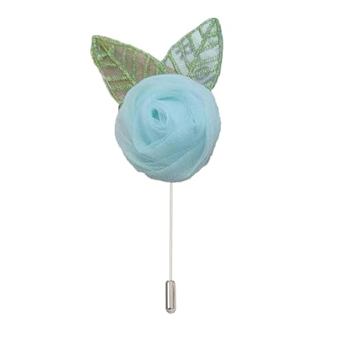 Satinblume Anstecknadel Anstecker Hochzeit Boutonn 5 * 10 cm 5/10 Stück Silber Chiffon Satin Blume Anstecknadel Abzeichen Blume Rose Blume/Rose Anstecknadel Brosche Pin(Light blue) von DUBTEDHOU
