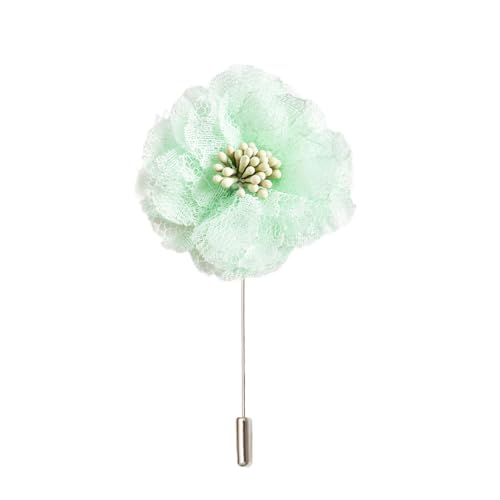 Satinblume Anstecknadel Anstecker Hochzeit Boutonn 5 * 10CM 3/6PCS Silber Chiffon Blume Anstecknadel Abzeichen mit Silber Pin Blume Rose Blume Anstecknadel Marine blau Brosche Pin(Green) von DUBTEDHOU