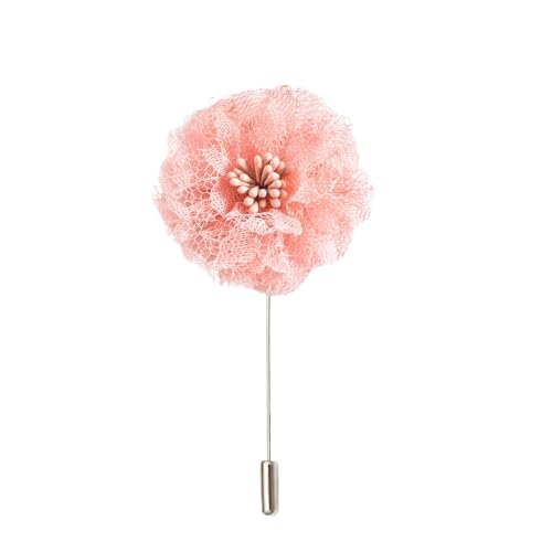 Satinblume Anstecknadel Anstecker Hochzeit Boutonn 5 * 10CM 3/6PCS Silber Chiffon Blume Anstecknadel Abzeichen mit Silber Pin Blume Rose Blume Anstecknadel Marine blau Brosche Pin(Pink) von DUBTEDHOU