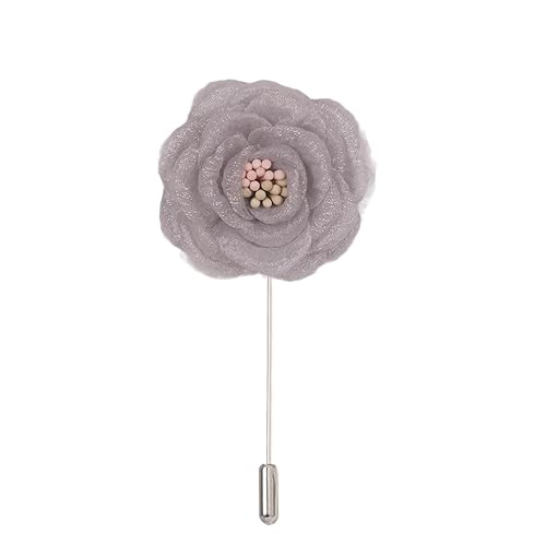 Satinblume Anstecknadel Anstecker Hochzeit Boutonn 5 * 10CM 5/10PCS Pailletten Chiffon Silber Satin Blume Anstecknadel Abzeichen Blume Rose Blume/Rose Anstecknadel Brosche Pin(Grey) von DUBTEDHOU