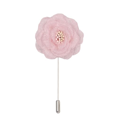 Satinblume Anstecknadel Anstecker Hochzeit Boutonn 5 * 10CM 5/10PCS Pailletten Chiffon Silber Satin Blume Anstecknadel Abzeichen Blume Rose Blume/Rose Anstecknadel Brosche Pin(Pink) von DUBTEDHOU