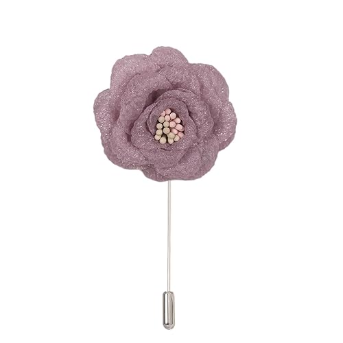 Satinblume Anstecknadel Anstecker Hochzeit Boutonn 5 * 10CM 5/10PCS Pailletten Chiffon Silber Satin Blume Anstecknadel Abzeichen Blume Rose Blume/Rose Anstecknadel Brosche Pin(Violet) von DUBTEDHOU
