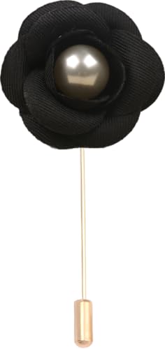 Satinblume Anstecknadel Anstecker Hochzeit Boutonn 5 * 7CM 10/5PCS Perle Kamelie Gold Tuch Baumwolle Blume Anstecknadel Abzeichen Mit Gold Pin Blume Blume Anstecknadel Brosche Pin(Black) von DUBTEDHOU