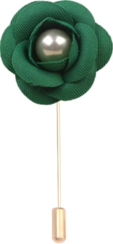 Satinblume Anstecknadel Anstecker Hochzeit Boutonn 5 * 7CM 10/5PCS Perle Kamelie Gold Tuch Baumwolle Blume Anstecknadel Abzeichen Mit Gold Pin Blume Blume Anstecknadel Brosche Pin(Green) von DUBTEDHOU