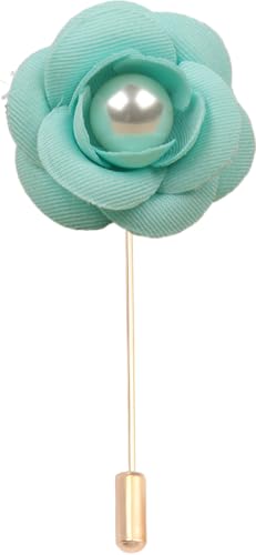 Satinblume Anstecknadel Anstecker Hochzeit Boutonn 5 * 7CM 10/5PCS Perle Kamelie Gold Tuch Baumwolle Blume Anstecknadel Abzeichen Mit Gold Pin Blume Blume Anstecknadel Brosche Pin(Light green) von DUBTEDHOU