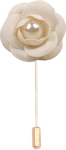 Satinblume Anstecknadel Anstecker Hochzeit Boutonn 5 * 7CM 10/5PCS Perle Kamelie Gold Tuch Baumwolle Blume Anstecknadel Abzeichen Mit Gold Pin Blume Blume Anstecknadel Brosche Pin(Off white) von DUBTEDHOU
