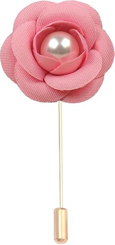 Satinblume Anstecknadel Anstecker Hochzeit Boutonn 5 * 7CM 10/5PCS Perle Kamelie Gold Tuch Baumwolle Blume Anstecknadel Abzeichen Mit Gold Pin Blume Blume Anstecknadel Brosche Pin(Pink) von DUBTEDHOU