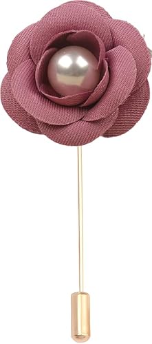 Satinblume Anstecknadel Anstecker Hochzeit Boutonn 5 * 7CM 10/5PCS Perle Kamelie Gold Tuch Baumwolle Blume Anstecknadel Abzeichen Mit Gold Pin Blume Blume Anstecknadel Brosche Pin(Red) von DUBTEDHOU