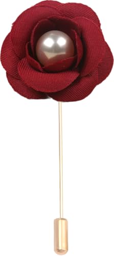 Satinblume Anstecknadel Anstecker Hochzeit Boutonn 5 * 7CM 10/5PCS Perle Kamelie Gold Tuch Baumwolle Blume Anstecknadel Abzeichen Mit Gold Pin Blume Blume Anstecknadel Brosche Pin(Wine red) von DUBTEDHOU