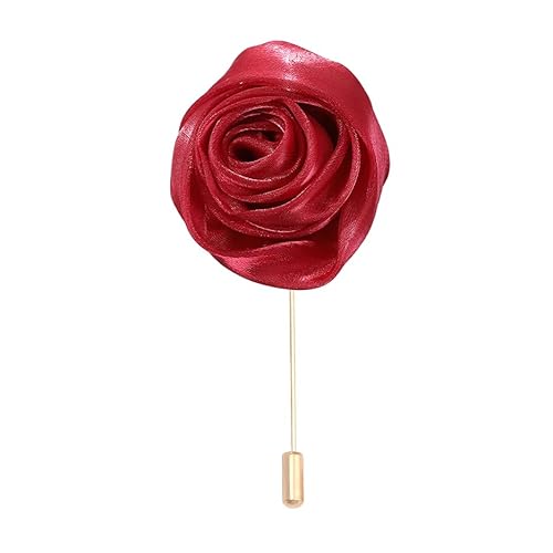 Satinblume Anstecknadel Anstecker Hochzeit Boutonn 5 * 7CM 6/10PCS Rosenknospen Gold Tuch Baumwolle Blume Anstecknadel Abzeichen mit Gold Pin Blume Blume Anstecknadel Brosche Pin(Red) von DUBTEDHOU