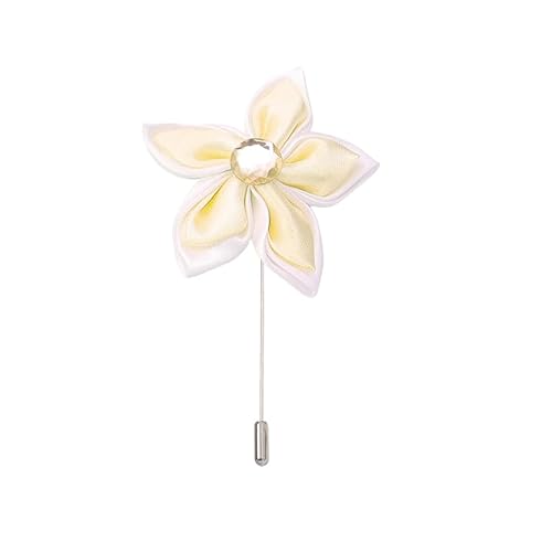 Satinblume Anstecknadel Anstecker Hochzeit Boutonn 5 * 9 cm 10/20 Stück grün Strass Doppelschicht Silber Satin Blume Anstecknadel Abzeichen Blume Rose Blume/Rose Anstecknadel Brosche Pin(Beige) von DUBTEDHOU