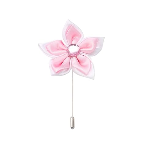 Satinblume Anstecknadel Anstecker Hochzeit Boutonn 5 * 9 cm 10/20 Stück grün Strass Doppelschicht Silber Satin Blume Anstecknadel Abzeichen Blume Rose Blume/Rose Anstecknadel Brosche Pin(Light Pink) von DUBTEDHOU