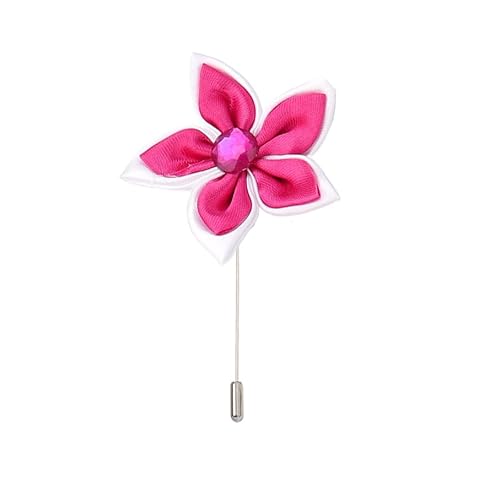 Satinblume Anstecknadel Anstecker Hochzeit Boutonn 5 * 9 cm 10/20 Stück grün Strass Doppelschicht Silber Satin Blume Anstecknadel Abzeichen Blume Rose Blume/Rose Anstecknadel Brosche Pin(Red) von DUBTEDHOU