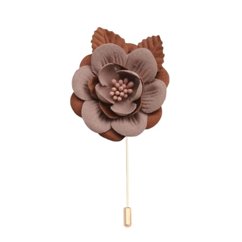 Satinblume Anstecknadel Anstecker Hochzeit Boutonn 5 * 9CM 10/5 STÜCKE Smiley Gesicht Gold Tuch Baumwolle Blume Anstecknadel Abzeichen Mit Gold Pin Blume Blume Anstecknadel Brosche Pin Pin(Beige Brown von DUBTEDHOU