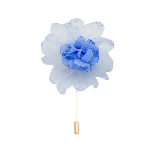 Satinblume Anstecknadel Anstecker Hochzeit Boutonn 5 * 9CM 6/10PCS Rosa Blumen Gold Tuch Chiffon Blume Anstecknadel Abzeichen mit Gold Pin Blume Blume Anstecknadel Brosche Pin(Blue) von DUBTEDHOU