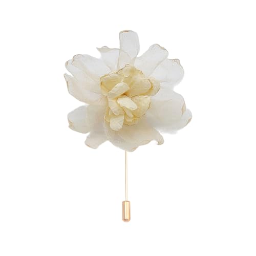 Satinblume Anstecknadel Anstecker Hochzeit Boutonn 5 * 9CM 6/10PCS Rosa Blumen Gold Tuch Chiffon Blume Anstecknadel Abzeichen mit Gold Pin Blume Blume Anstecknadel Brosche Pin(Champagne color) von DUBTEDHOU