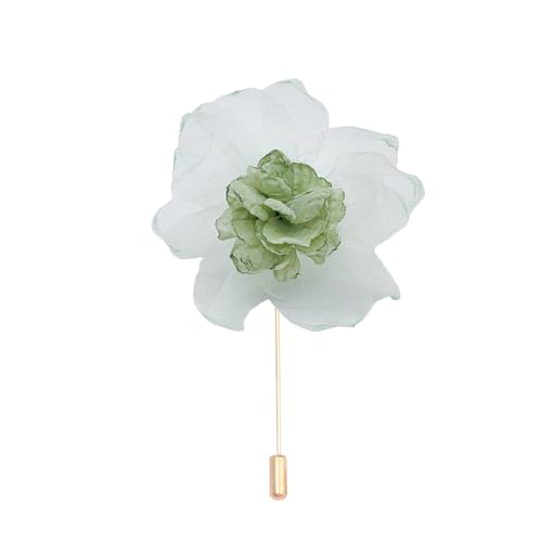 Satinblume Anstecknadel Anstecker Hochzeit Boutonn 5 * 9CM 6/10PCS Rosa Blumen Gold Tuch Chiffon Blume Anstecknadel Abzeichen mit Gold Pin Blume Blume Anstecknadel Brosche Pin(Green) von DUBTEDHOU