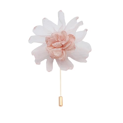 Satinblume Anstecknadel Anstecker Hochzeit Boutonn 5 * 9CM 6/10PCS Rosa Blumen Gold Tuch Chiffon Blume Anstecknadel Abzeichen mit Gold Pin Blume Blume Anstecknadel Brosche Pin(Pink) von DUBTEDHOU