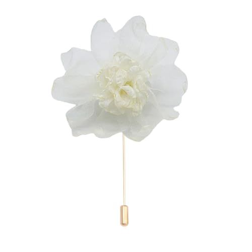 Satinblume Anstecknadel Anstecker Hochzeit Boutonn 5 * 9CM 6/10PCS Rosa Blumen Gold Tuch Chiffon Blume Anstecknadel Abzeichen mit Gold Pin Blume Blume Anstecknadel Brosche Pin(White) von DUBTEDHOU