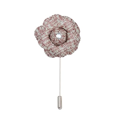 Satinblume Anstecknadel Anstecker Hochzeit Boutonn 5 STÜCKE 4 * 9 cm Perle Jacquard Silber Satin Blume Anstecknadel Abzeichen Blume Rose Blume/Rose Anstecknadel Brosche Pin(Apricot) von DUBTEDHOU