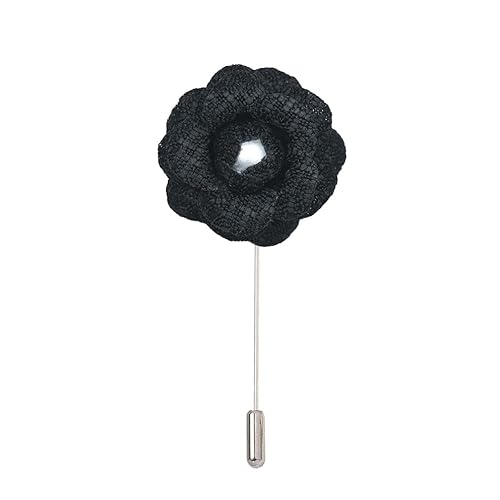 Satinblume Anstecknadel Anstecker Hochzeit Boutonn 5 STÜCKE 4 * 9 cm Perle Jacquard Silber Satin Blume Anstecknadel Abzeichen Blume Rose Blume/Rose Anstecknadel Brosche Pin(Black) von DUBTEDHOU