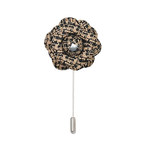 Satinblume Anstecknadel Anstecker Hochzeit Boutonn 5 STÜCKE 4 * 9 cm Perle Jacquard Silber Satin Blume Anstecknadel Abzeichen Blume Rose Blume/Rose Anstecknadel Brosche Pin(Coffee) von DUBTEDHOU