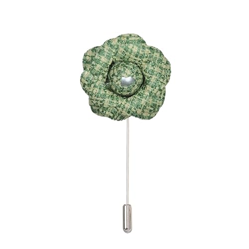 Satinblume Anstecknadel Anstecker Hochzeit Boutonn 5 STÜCKE 4 * 9 cm Perle Jacquard Silber Satin Blume Anstecknadel Abzeichen Blume Rose Blume/Rose Anstecknadel Brosche Pin(Dark Green) von DUBTEDHOU