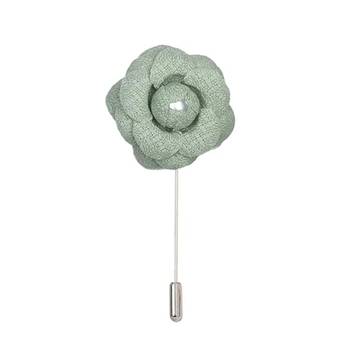 Satinblume Anstecknadel Anstecker Hochzeit Boutonn 5 STÜCKE 4 * 9 cm Perle Jacquard Silber Satin Blume Anstecknadel Abzeichen Blume Rose Blume/Rose Anstecknadel Brosche Pin(Light green) von DUBTEDHOU