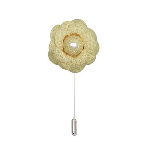 Satinblume Anstecknadel Anstecker Hochzeit Boutonn 5 STÜCKE 4 * 9 cm Perle Jacquard Silber Satin Blume Anstecknadel Abzeichen Blume Rose Blume/Rose Anstecknadel Brosche Pin(Yellow) von DUBTEDHOU