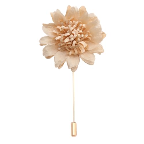 Satinblume Anstecknadel Anstecker Hochzeit Boutonn 6 * 10CM 10/5PCS Kristall Samt Quaste Gold Tuch Chiffon Blume Anstecknadel Abzeichen Mit Gold Pin Blume Blume Anstecknadel Brosche(Beige) von DUBTEDHOU
