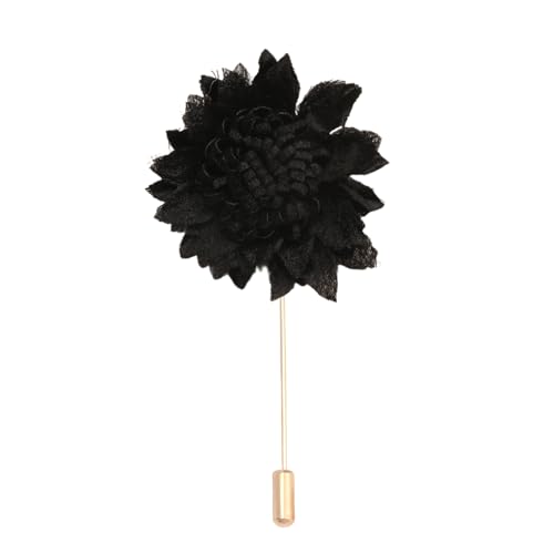 Satinblume Anstecknadel Anstecker Hochzeit Boutonn 6 * 10CM 10/5PCS Kristall Samt Quaste Gold Tuch Chiffon Blume Anstecknadel Abzeichen Mit Gold Pin Blume Blume Anstecknadel Brosche(Black) von DUBTEDHOU