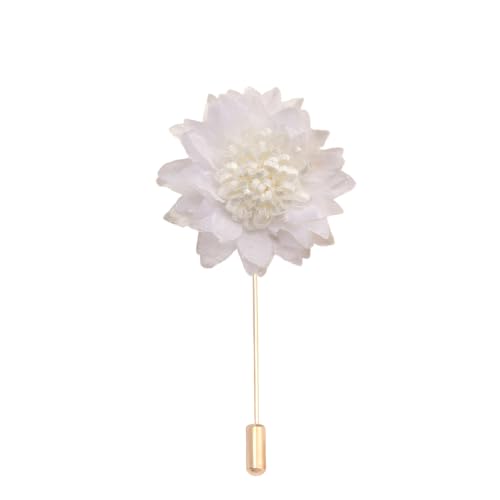 Satinblume Anstecknadel Anstecker Hochzeit Boutonn 6 * 10CM 10/5PCS Kristall Samt Quaste Gold Tuch Chiffon Blume Anstecknadel Abzeichen Mit Gold Pin Blume Blume Anstecknadel Brosche(White) von DUBTEDHOU