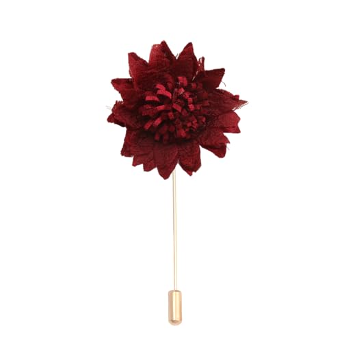 Satinblume Anstecknadel Anstecker Hochzeit Boutonn 6 * 10CM 10/5PCS Kristall Samt Quaste Gold Tuch Chiffon Blume Anstecknadel Abzeichen Mit Gold Pin Blume Blume Anstecknadel Brosche(Wine Red) von DUBTEDHOU