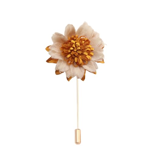 DUBTEDHOU Satinblume Anstecknadel Anstecker Hochzeit Boutonn 6 * 10CM 10/5PCS Kristall Samt Quaste Gold Tuch Chiffon Blume Anstecknadel Abzeichen Mit Gold Pin Blume Blume Anstecknadel Brosche(Yellow) von DUBTEDHOU