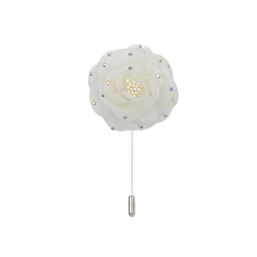 Satinblume Anstecknadel Anstecker Hochzeit Boutonn 6 * 10CM 15/30PCS Pailletten Strass Silber Satin Blume Anstecknadel Abzeichen Blume Rose Blume/Rose Anstecknadel Brosche Pin(Apricot) von DUBTEDHOU