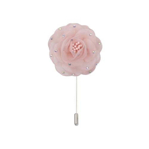Satinblume Anstecknadel Anstecker Hochzeit Boutonn 6 * 10CM 15/30PCS Pailletten Strass Silber Satin Blume Anstecknadel Abzeichen Blume Rose Blume/Rose Anstecknadel Brosche Pin(Light Pink) von DUBTEDHOU