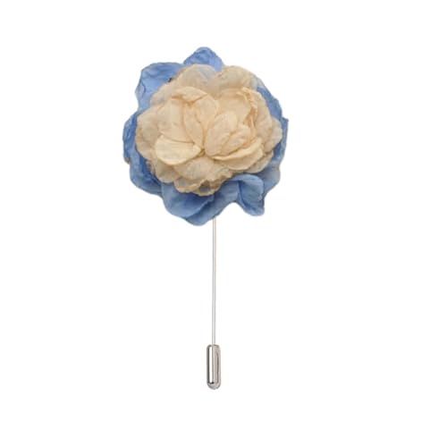 Satinblume Anstecknadel Anstecker Hochzeit Boutonn 6 * 10CM 3/6PCS Doppel Farbe Blume Silber Satin Blume Anstecknadel Abzeichen Blume Rose Blume/Rose Anstecknadel Brosche Pin(Beige) von DUBTEDHOU