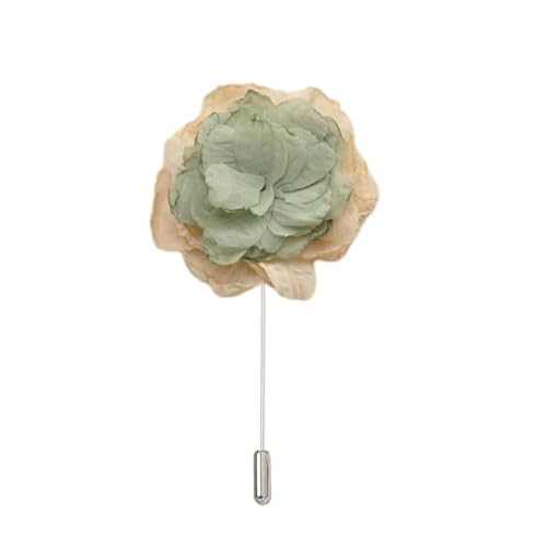 Satinblume Anstecknadel Anstecker Hochzeit Boutonn 6 * 10CM 3/6PCS Doppel Farbe Blume Silber Satin Blume Anstecknadel Abzeichen Blume Rose Blume/Rose Anstecknadel Brosche Pin(Green) von DUBTEDHOU