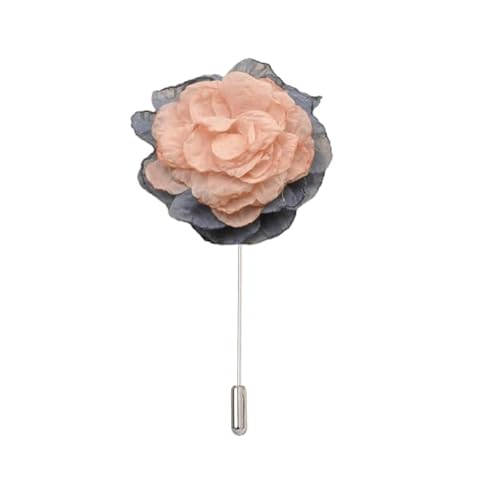 Satinblume Anstecknadel Anstecker Hochzeit Boutonn 6 * 10CM 3/6PCS Doppel Farbe Blume Silber Satin Blume Anstecknadel Abzeichen Blume Rose Blume/Rose Anstecknadel Brosche Pin(Pink) von DUBTEDHOU