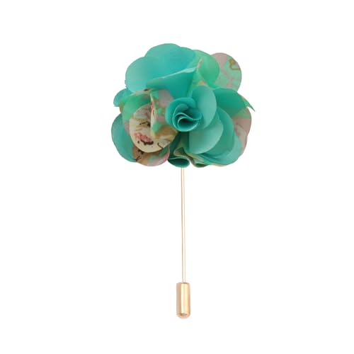 Satinblume Anstecknadel Anstecker Hochzeit Boutonn 6 * 7CM 50/25 STÜCKE Farbige Kamelie Gold Stoff Chiffon Blume Anstecknadel Abzeichen Mit Gold Pin Blume Blume Anstecknadel Brosche(Green) von DUBTEDHOU