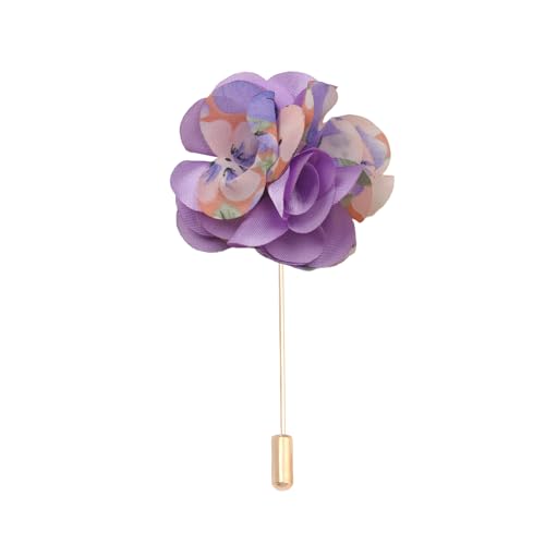 Satinblume Anstecknadel Anstecker Hochzeit Boutonn 6 * 7CM 50/25 STÜCKE Farbige Kamelie Gold Stoff Chiffon Blume Anstecknadel Abzeichen Mit Gold Pin Blume Blume Anstecknadel Brosche(Purple) von DUBTEDHOU