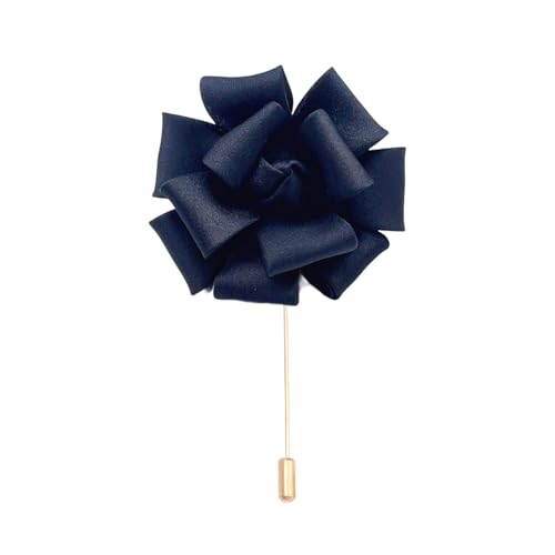 Satinblume Anstecknadel Anstecker Hochzeit Boutonn 6 * 7CM 6/10PCS Doppelschicht Satin Gold Tuch Baumwolle Blume Anstecknadel Abzeichen mit Gold Pin Blume Blume Anstecknadel Brosche Pin(Black) von DUBTEDHOU