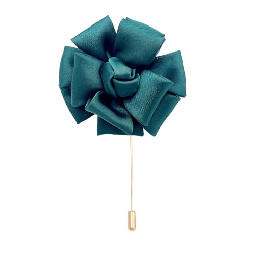 Satinblume Anstecknadel Anstecker Hochzeit Boutonn 6 * 7CM 6/10PCS Doppelschicht Satin Gold Tuch Baumwolle Blume Anstecknadel Abzeichen mit Gold Pin Blume Blume Anstecknadel Brosche Pin(Green) von DUBTEDHOU