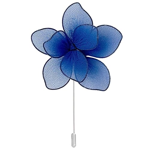 Satinblume Anstecknadel Anstecker Hochzeit Boutonn 6 * 7CM 6/10PCS Doppelschichtblumen Silbertuch Chiffon Blume Anstecknadel Abzeichen mit Silber Pin Blume Rose Blume Anstecknadel(Deep Blue) von DUBTEDHOU