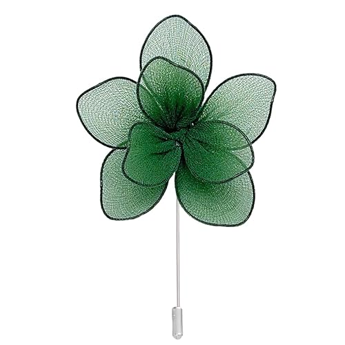 Satinblume Anstecknadel Anstecker Hochzeit Boutonn 6 * 7CM 6/10PCS Doppelschichtblumen Silbertuch Chiffon Blume Anstecknadel Abzeichen mit Silber Pin Blume Rose Blume Anstecknadel(Green) von DUBTEDHOU