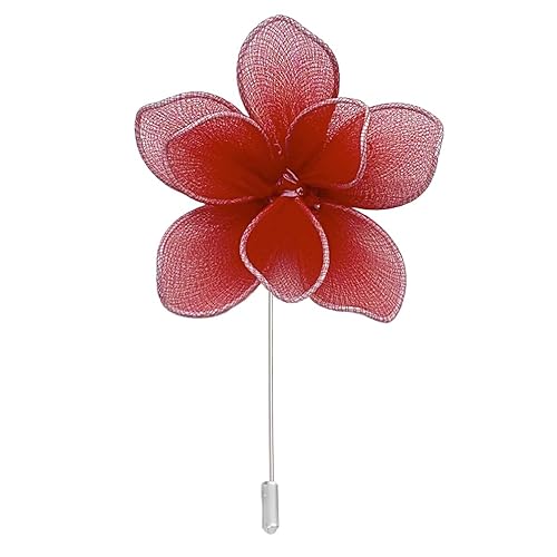 Satinblume Anstecknadel Anstecker Hochzeit Boutonn 6 * 7CM 6/10PCS Doppelschichtblumen Silbertuch Chiffon Blume Anstecknadel Abzeichen mit Silber Pin Blume Rose Blume Anstecknadel(Red) von DUBTEDHOU