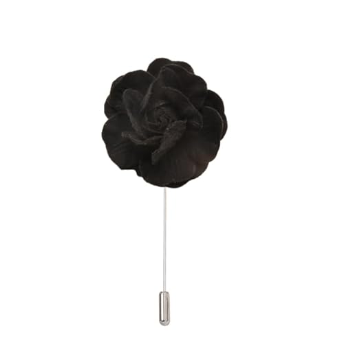 DUBTEDHOU Satinblume Anstecknadel Anstecker Hochzeit Boutonn 7 * 10 cm 3 Stück weißer Samt Silber Satin Blume Anstecknadel Abzeichen Blume Rose Blume/Rose Anstecknadel Brosche Pin(Black) von DUBTEDHOU