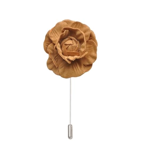 Satinblume Anstecknadel Anstecker Hochzeit Boutonn 7 * 10 cm 3 Stück weißer Samt Silber Satin Blume Anstecknadel Abzeichen Blume Rose Blume/Rose Anstecknadel Brosche Pin(Brown) von DUBTEDHOU