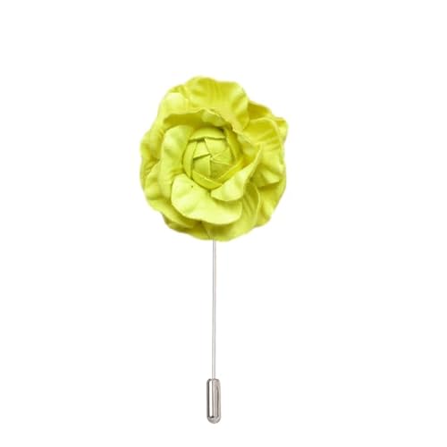 Satinblume Anstecknadel Anstecker Hochzeit Boutonn 7 * 10 cm 3 Stück weißer Samt Silber Satin Blume Anstecknadel Abzeichen Blume Rose Blume/Rose Anstecknadel Brosche Pin(Fluorescence yellow) von DUBTEDHOU