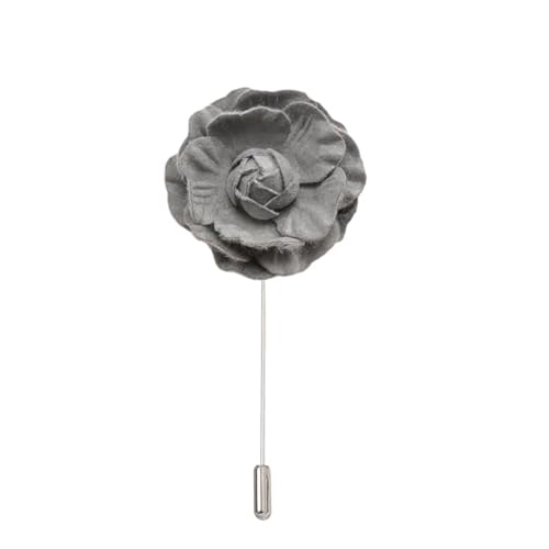 DUBTEDHOU Satinblume Anstecknadel Anstecker Hochzeit Boutonn 7 * 10 cm 3 Stück weißer Samt Silber Satin Blume Anstecknadel Abzeichen Blume Rose Blume/Rose Anstecknadel Brosche Pin(Grey) von DUBTEDHOU